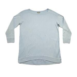 T by Talbots Sweater Womens MP Lightweight Ribbed Light Blue 3/4 Sleeve